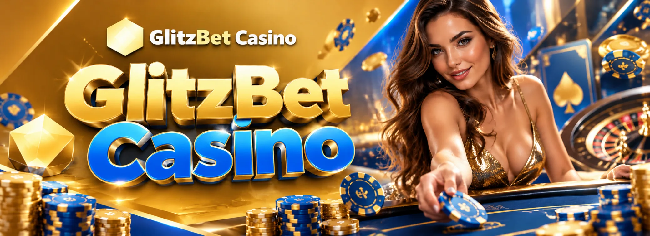 GlitzBet Casino welcome offer banner showing €300 and 120 free spins in gold on navy